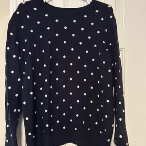 Croft & Barrow Navy and White Polka Dot Sweater